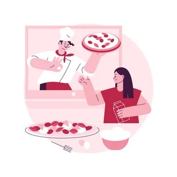 Online cooking tutorial abstract concept vector illustration. Stock Illustration