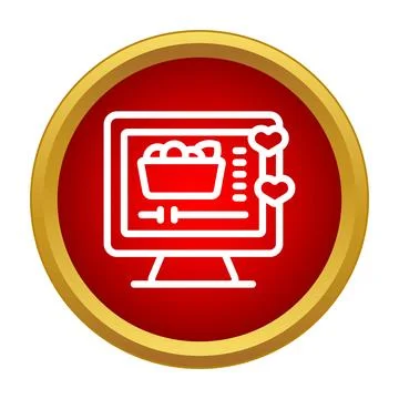 Online cooking tutorial streaming on computer screen Stock Illustration