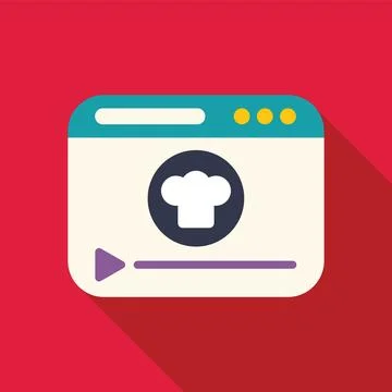 Online cooking video player interface showing chef hat icon 库存插图