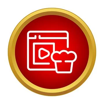 Online cooking video tutorial featuring chef hat icon Stock Illustration