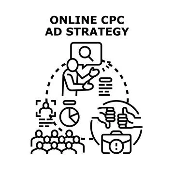 Online cost per click ad strategy development Stock Illustration