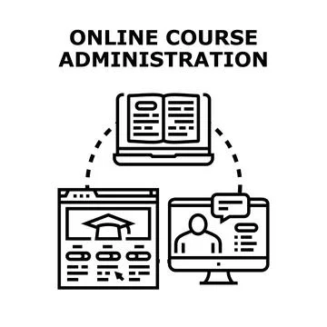 Online course administration concept for distance education Stock Illustration