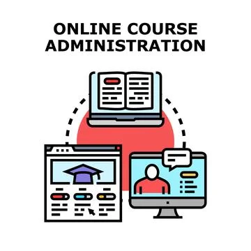 Online course administration concept for distance education Stock Illustration