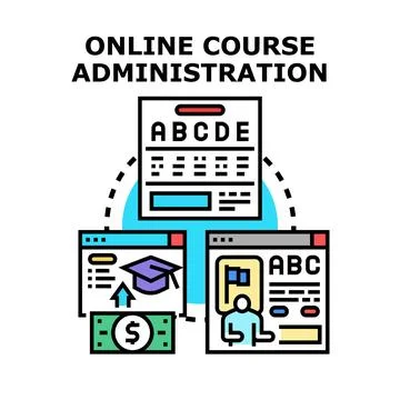 Online course administration concept managing e learning platform Stockillustratie