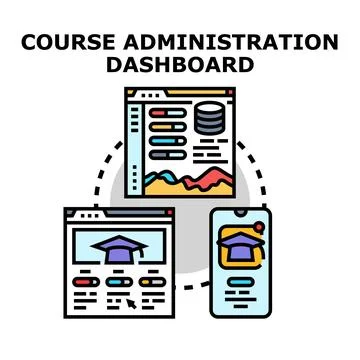 Online course administration dashboard vector concept Stock Illustration