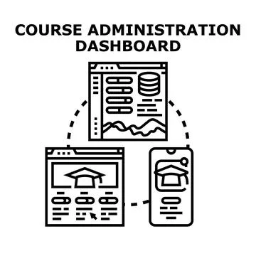 Online course administration dashboard vector concept Stock Illustration