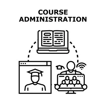 Online course administration managing digital education system Stock Illustration