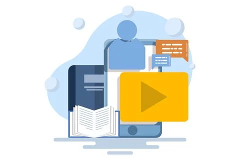 Online course campaign concept, E-learning, online education. Stockillustratie