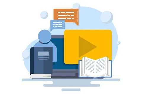 Online course campaign concept, E-learning, online education. Stock Illustration