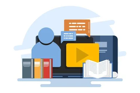 Online course campaign concept, E-learning, online education. Stock Illustration