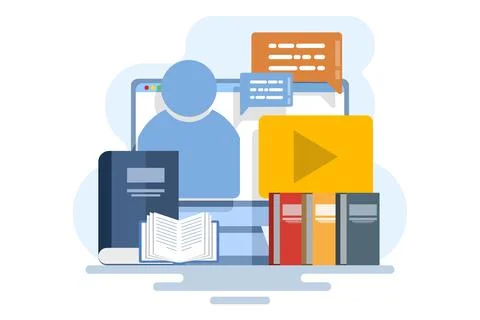 Online course campaign concept, E-learning, online education. Stock Illustration