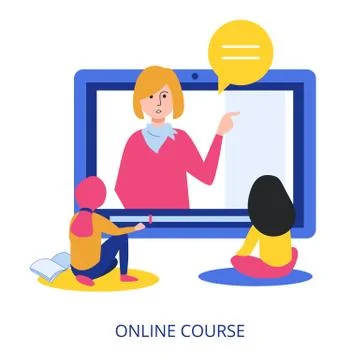 Online Course concept, flat design vector illustration Stockillustratie