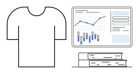 Online Course with Data Analysis on Screen, Books, and T-Shaped Learning 스톡 일러스트