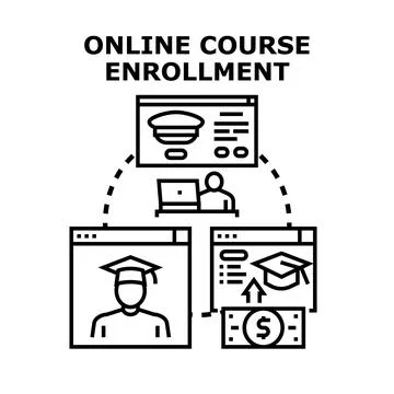 Online course enrollment process for digital education Stock Illustration