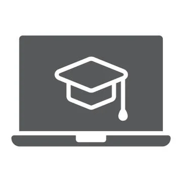 Online Course glyph icon, e learning and education イラスト素材