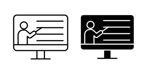 Online course icon collection in black, Line icons, flat symbols Stockillustratie