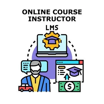 Online course instructor managing learning platform revenue Stock Illustration