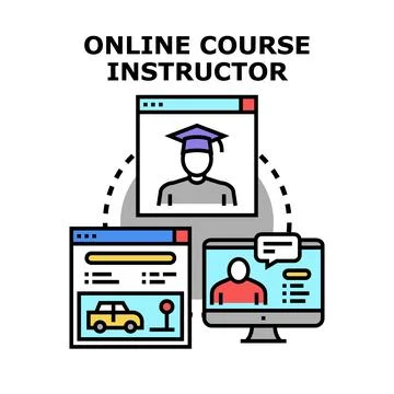 Online course instructor providing remote education training Stock Illustration
