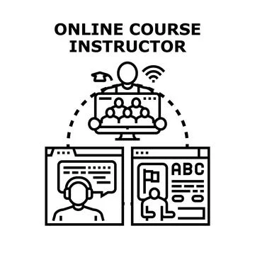 Online course instructor teaching virtual education concept Stock Illustration