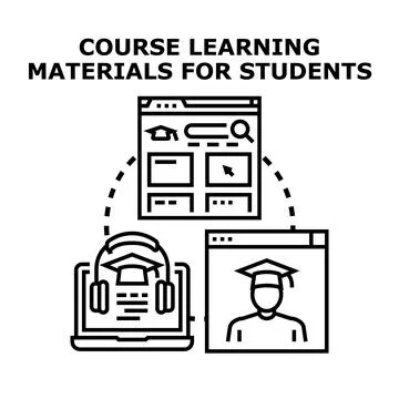 Online course learning materials for remote students Illustrazione stock