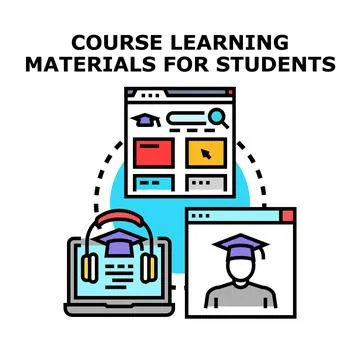 Online course learning materials for remote students 库存插图