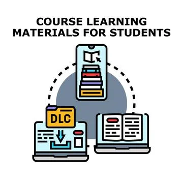 Online course learning materials for students digital education Stock Illustration