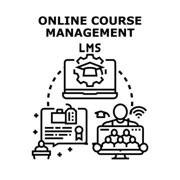 Online course management and learning system concept 스톡 일러스트