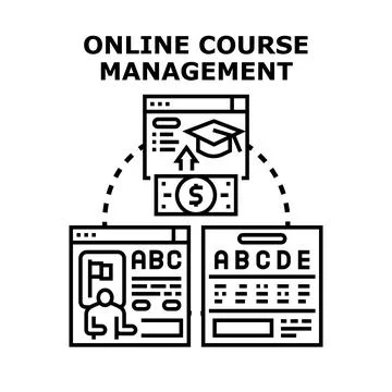 Online course management system for education and learning Stock Illustration