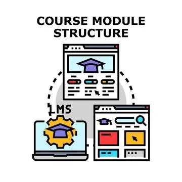 Online course module structure and learning management system workflow Stock Illustration