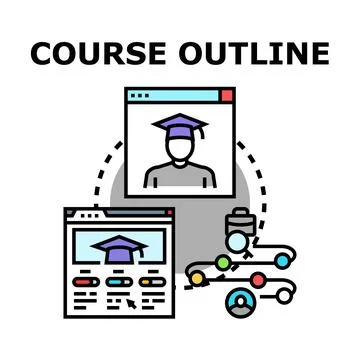 Online course outline curriculum studying concept Stock Illustration