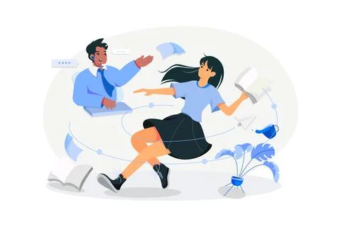 Online course with people talking Stock Illustration