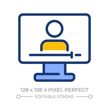 Online course pixel perfect line color icon Stock-Illustration