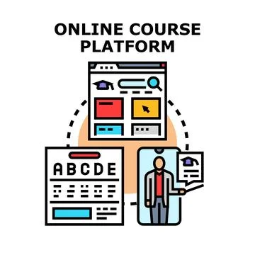 Online course platform concept with digital education system Stock-Illustration