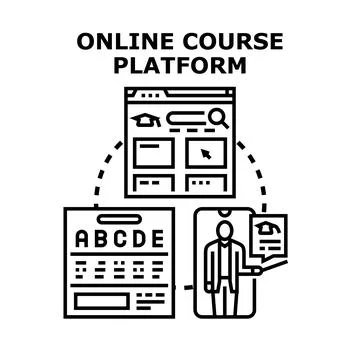 Online course platform concept with digital education system Stock Illustration