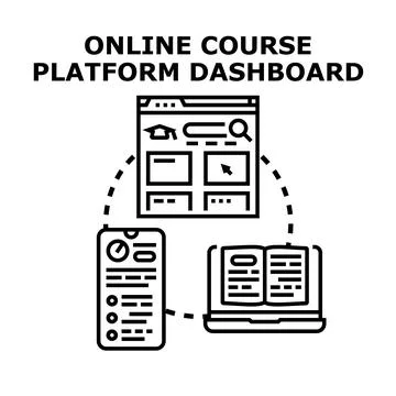 Online course platform dashboard digital learning concept Stock Illustration