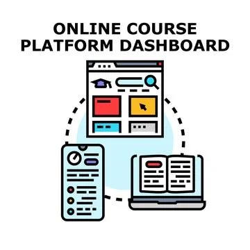 Online course platform dashboard digital learning concept Illustrazione stock