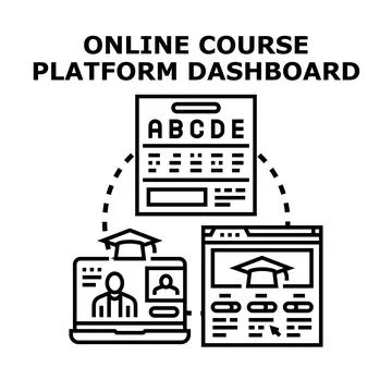 Online course platform dashboard facilitating distant education for students Stock Illustration