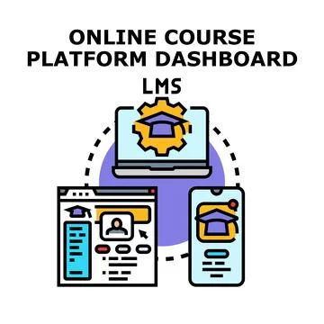 Online course platform dashboard learning management system icon Stock Illustration