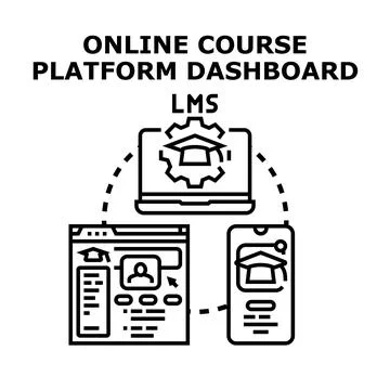 Online course platform dashboard learning management system icon Stock Illustration