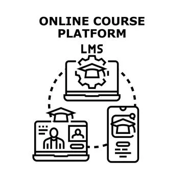 Online course platform learning management system concept Stock Illustration