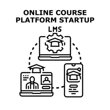 Online course platform startup learning management system Illustrazione stock