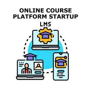 Online course platform startup learning management system Stock Illustration