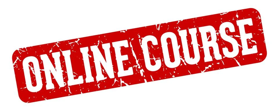 Online course rectangular sign. online course stamp Illustrazione stock