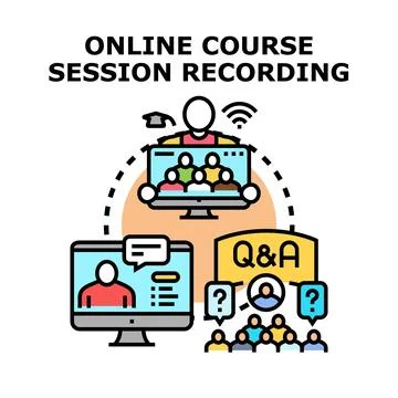 Online course session recording delivering virtual education concept Stockillustratie