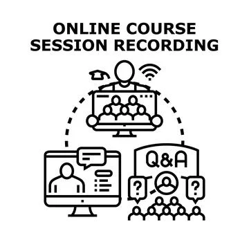 Online course session recording delivering virtual education concept Stock Illustration