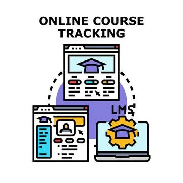 Online course tracking and learning management system 库存插图