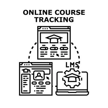 Online course tracking and learning management system Stock Illustration