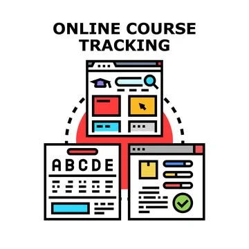 Online course tracking for remote education and progress monitoring Stock Illustration