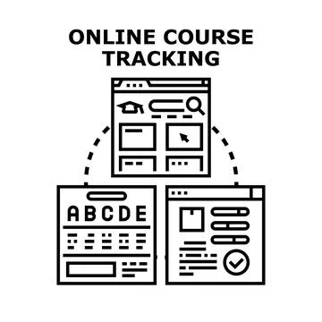 Online course tracking for remote education and progress monitoring Stock Illustration