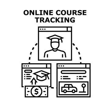 Online course tracking for student education and career progress Stock Illustration